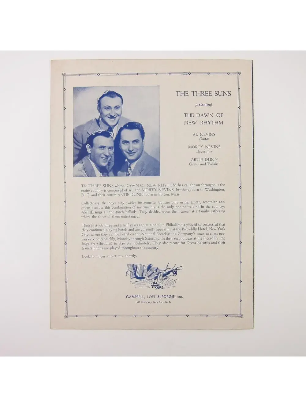 Sheet Music When the Lights Go on Again All Over the World Vintage 1942 WW2 WWII